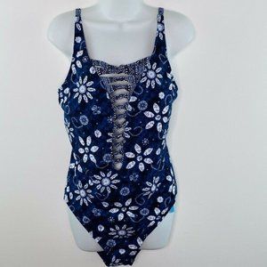 Bleu Rod Beattie $145 Cutout Batik Floral Swimsuit